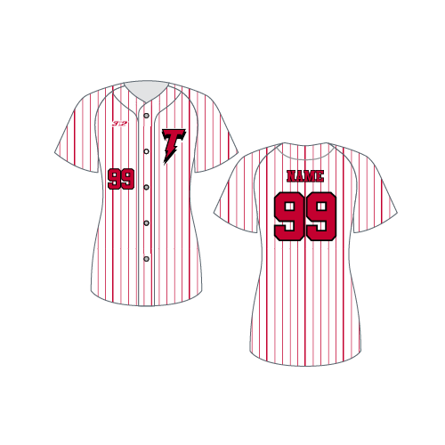 SJ Thunder Womens Full Button Jersey - White Pin