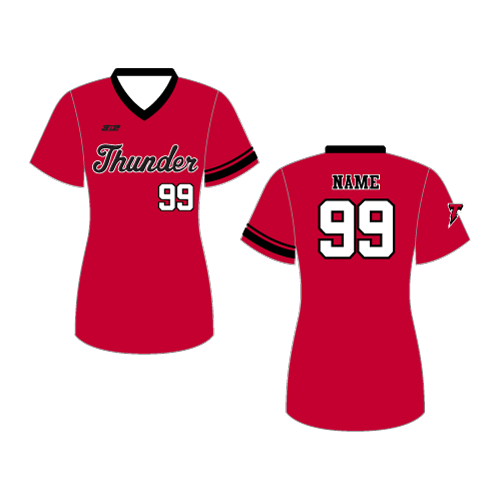 SJ Thunder Womens V Neck Jersey - Red